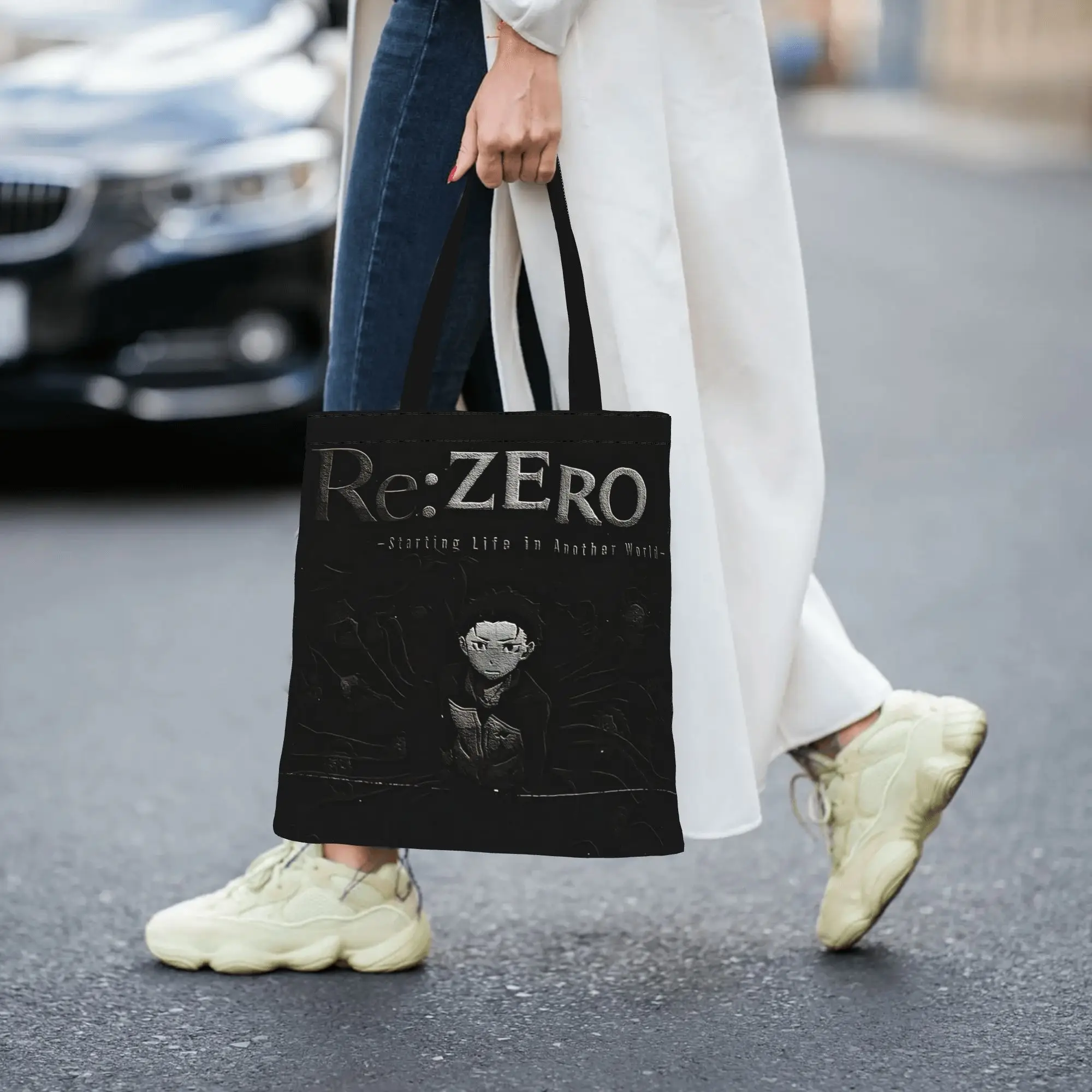 Customized Re ZERO Anime Women's Bag Campus Handbag first day of school Large Capacity  Canvas Tote Bag Foldable Chic Pattern