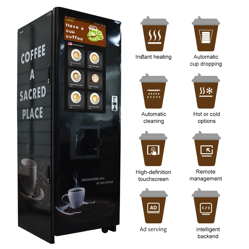 Factory customized coin operated coffee hot chocolate vending machine with 24-hour self-service