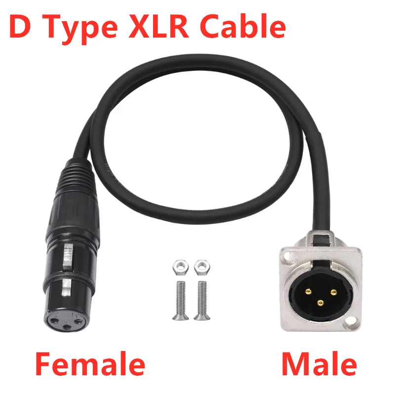 D Type 3Pins Male/Female XLR Panel Mount to Male/Female Connector Audio Extension Cable for Microphone Mixer Amplifier Mixer