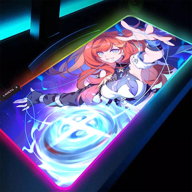 

Коврик для мыши RGB Компьютерный Honkai Impact 3, коврик для клавиатуры Kawaii, ковер, игровые аксессуары, коврик для мыши, светодиодный коврик для ПК, аниме для девочек, геймерский настольный коврик