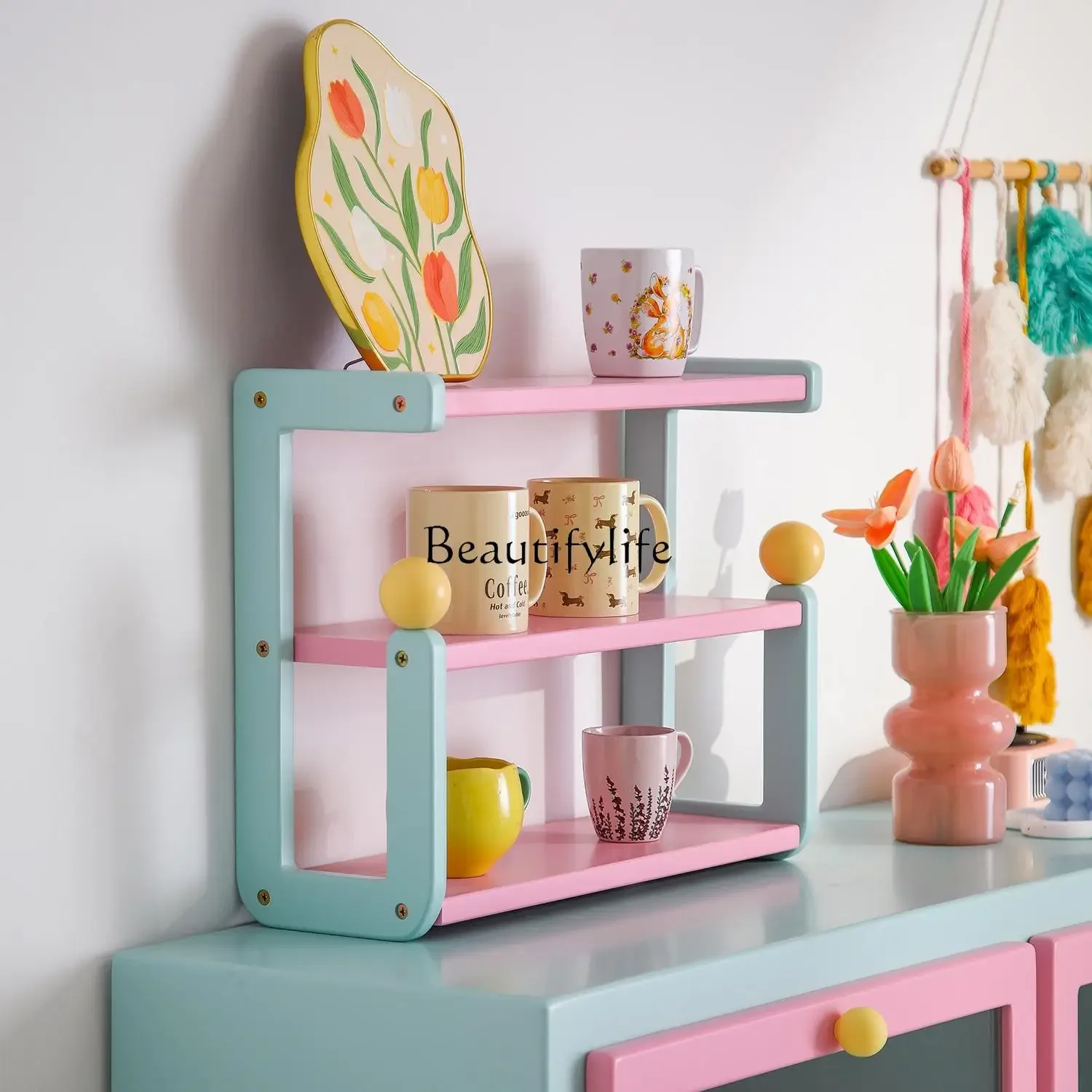 

LJYDopamine desktop storage color creative storage countertop layered display stand