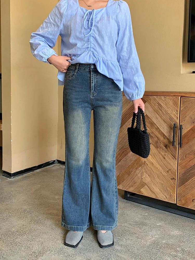 

Lin Da Hua American Sle Spicy Girl High Waist Elastic plus Size Slimming Jeans Women's Faion Autumn 2024