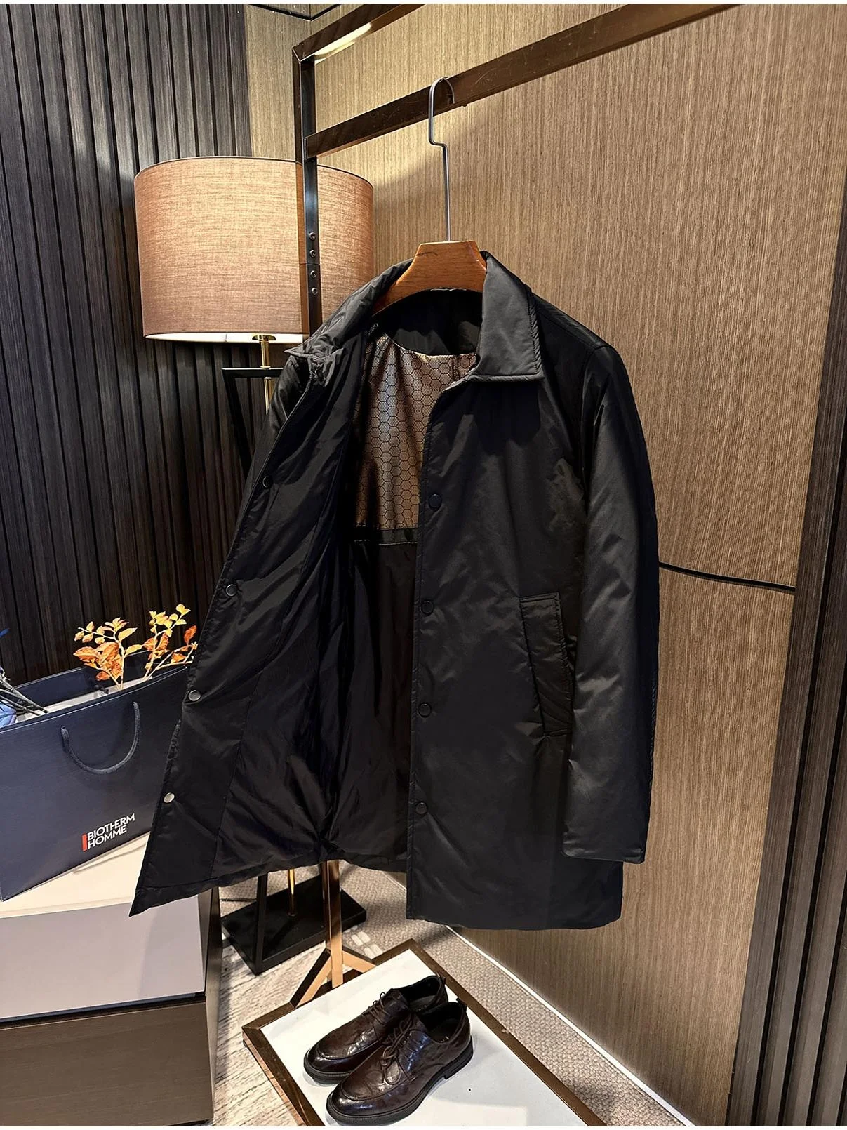 

Busin Classic Men's down Jaet Thiened Warm Collar Mid-Length Du down Coat Faion Urban Sle Daily Wear Windproof