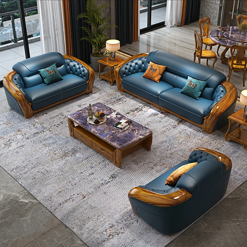 

Customizable first-floor cowhide sofa villa high-end new Chinese 124 combination sofa