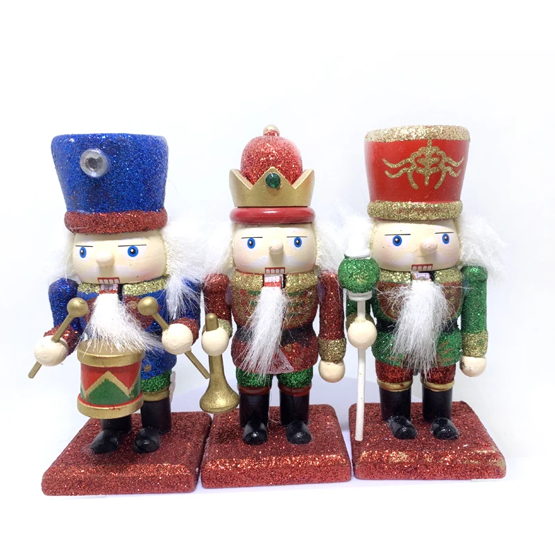 12cm Nutcracker Christmas Decor Wooden Christmas Decorations Nutcracker Figures  Christmas Festive Collectible For Home Ht245