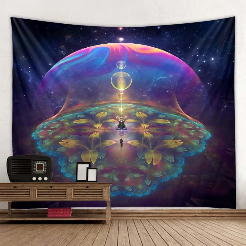 Fantasy Art Character Print Tapestry Colorful Psychedelic Scene Wall Hanging Hippie Boho Home Wall Decor Aesthetic Room Decor