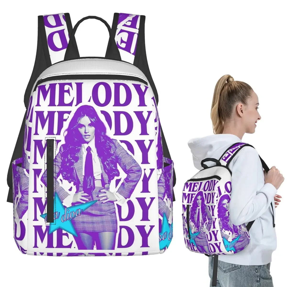 

Melody Esa Diva Spain Eurovision Merch Backpack Student Boys Girls BookBag Kids School Bag Computer Shoulder Bags for Men Women