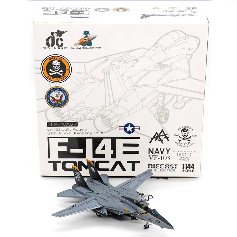 1/144 Scale US Navy F-14B F14B F14 Tomcat Fighter VF-103 Pirate Flag Squadron Alloy Aircraft Model Commemorative Collection