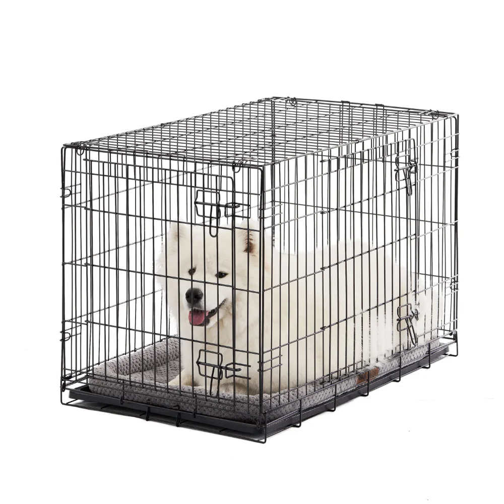 

Double-Door Folding Metal Wire Dog Crate with Divider, Large, 36"Homes for Pets