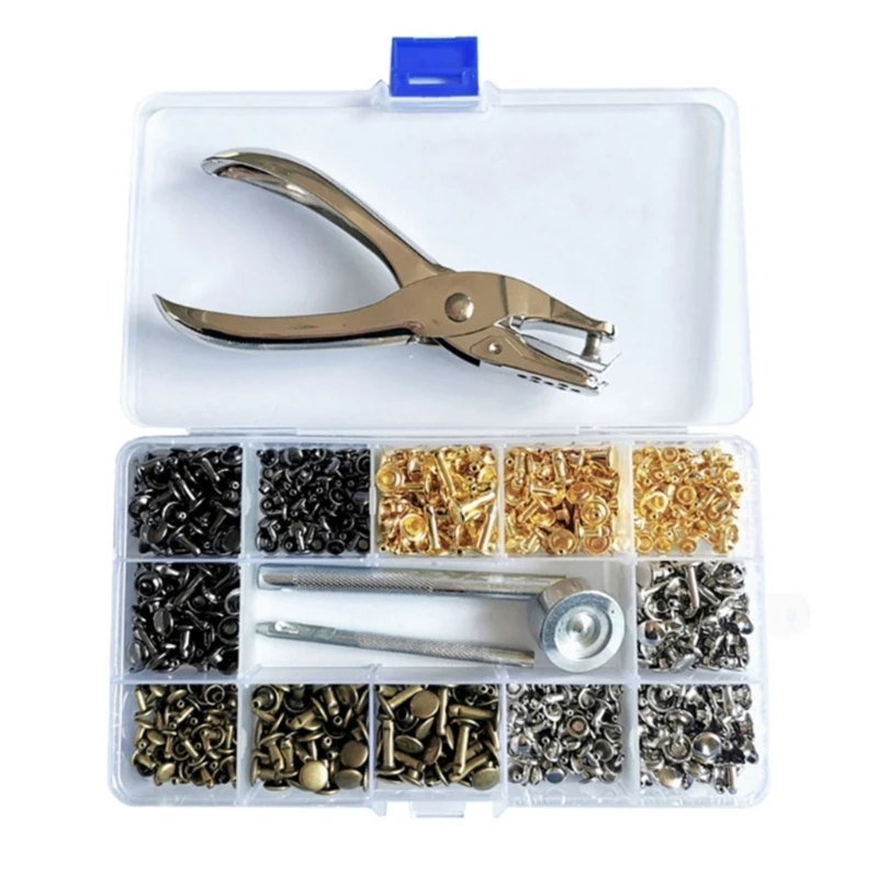 480 Sets Ledernieten-Set, 4 Farben 6 mm/8 mm/12,0 mm Ledernieten und Druckknopf