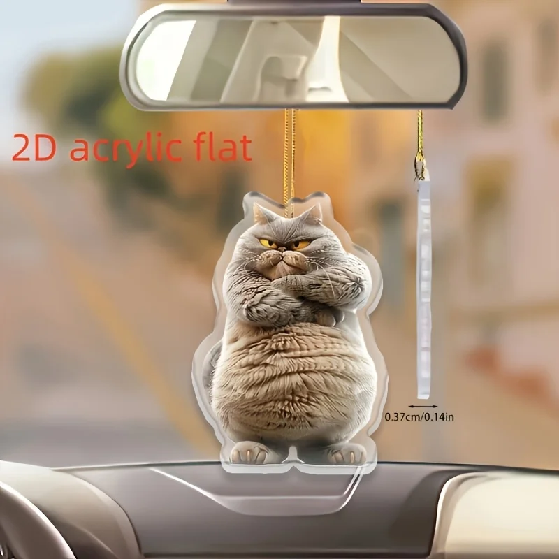 Fork Hands Gray Cat Hanging Decoration Pendant Wind Chime Suncatcher Home Window Ornament Garden Decor Car Interior Decoration