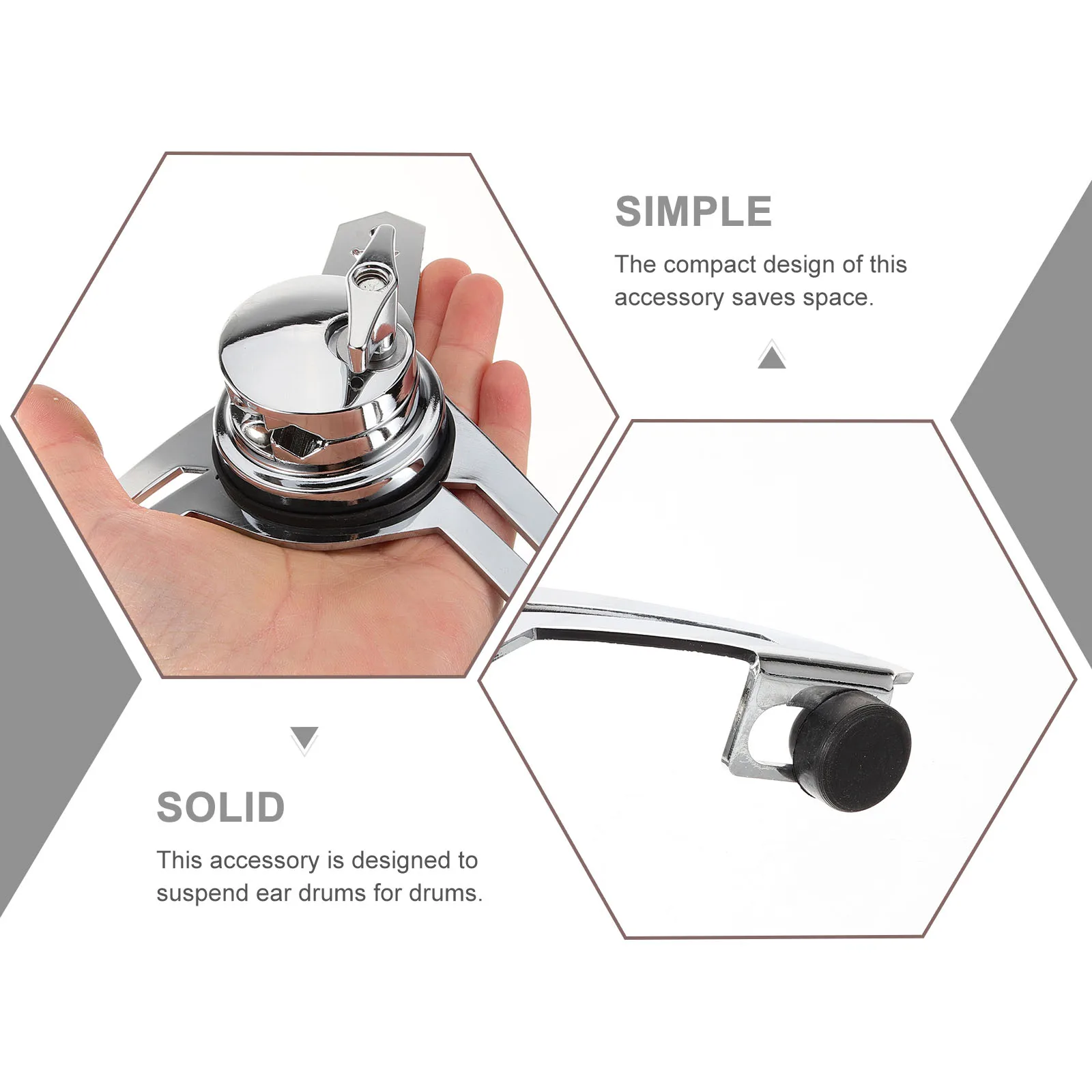 

Adjustable Tom Suspension Rim Mount Hanger Durable Metal Ear Drum Holder Compact Drum Accessory Space Saving Easy Installation