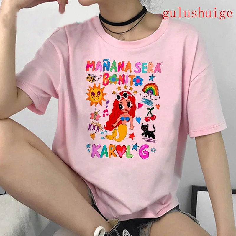 Pink Fashion Manana Sera Bonito Bichota Karol G T Shirt Women Short Sleeve Woman Graphic T Shirts O Neck Tee Trendy Clothing