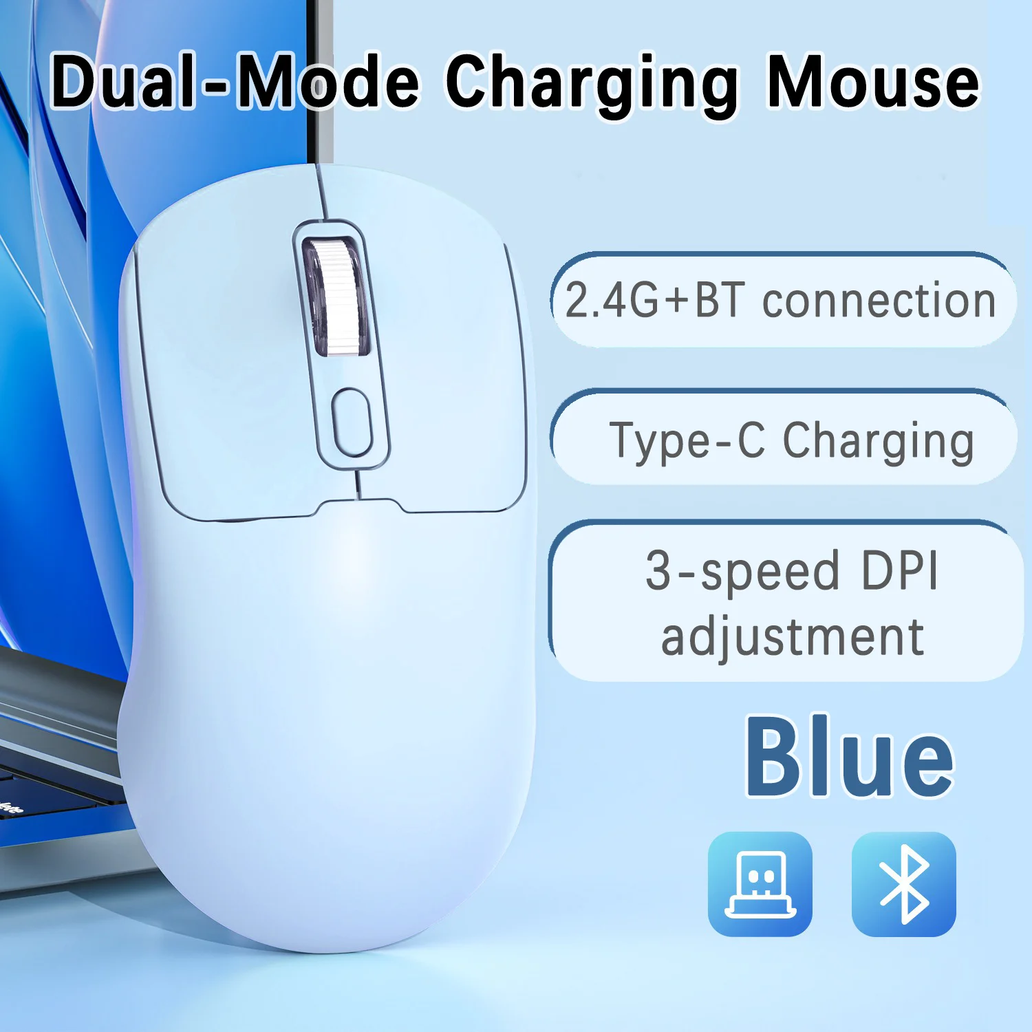 เมาส์ไร้สายบลูทูธ 2.4G แบบพกพา เงียบ ใช้งานสะดวก สำหรับแล็ปท็อป ไอแพด แท็บเล็ต โน้ตบุ๊ก โทรศัพท์มือถือ เมาส์สำหรับเล่นเกมในสำนักงาน