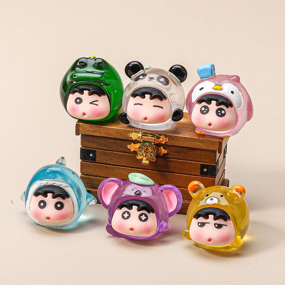 6pcs/Set Anime Crayon Shin Figure Toy luminou Figurine Desktop Model Ornaments Toys Boys Girls Christmas Gifts