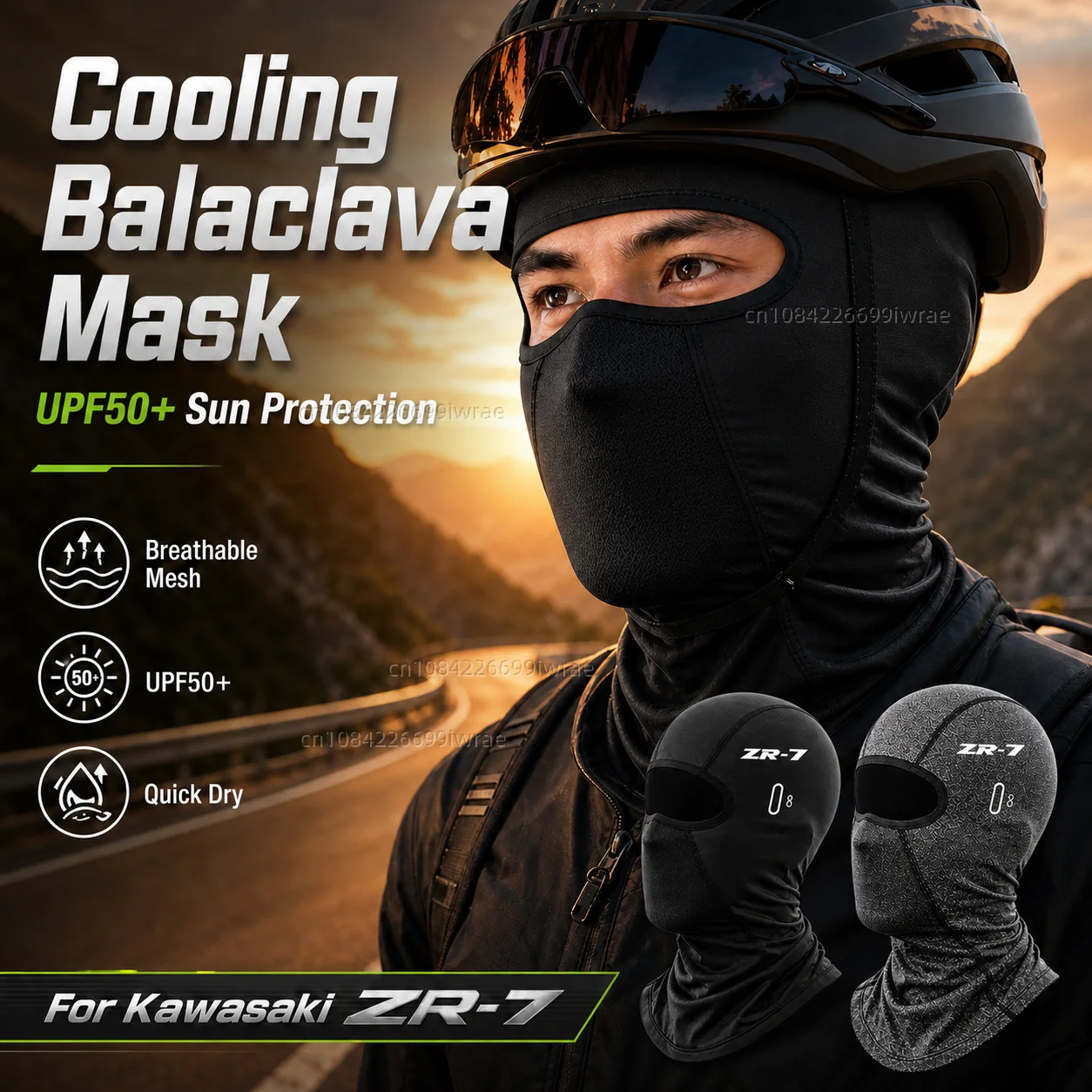 Cooling Motorcycle Balaclava Mask UPF50+ UV Protection Breathable Face Cover Summer For Kawasaki ZR-7 / S ZR7 ZR7S 1999-2003