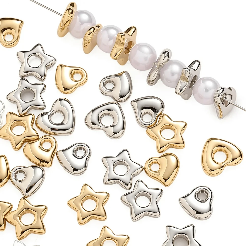 30 Stück CCB Herz-Stern-Abstandshalterperlen mit großem Loch, lose Acryl-Abstandshalterperlen für DIY-Armbänder, Halsketten und Schmuckherstellungszubehör – Detail 3