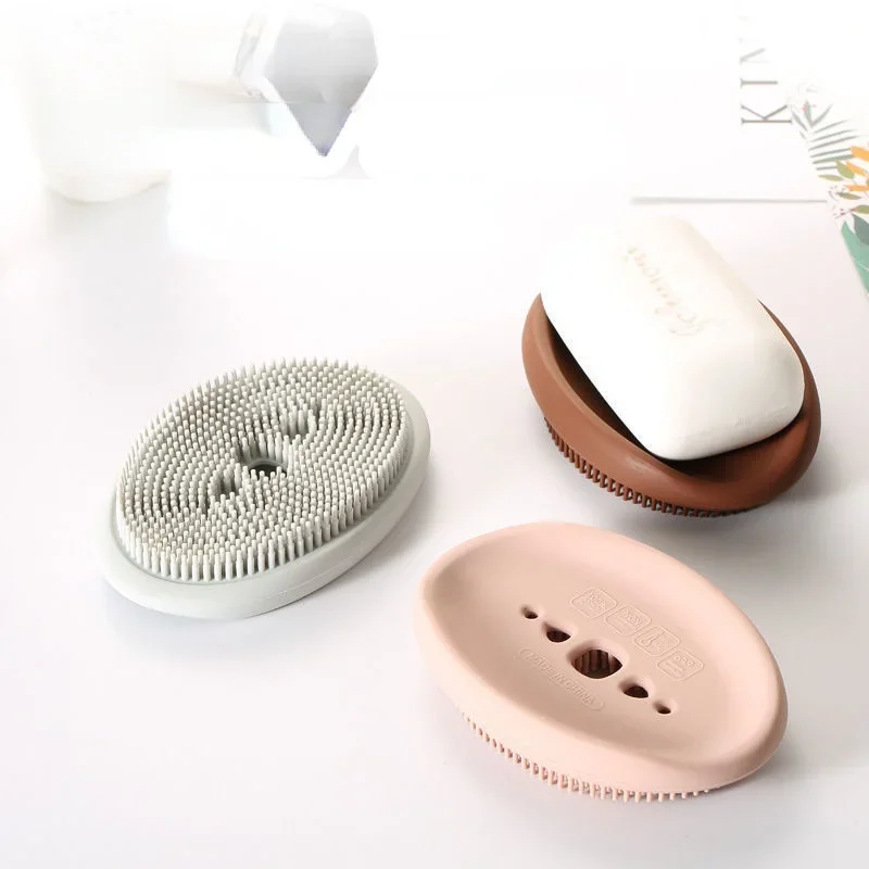Jabonera de silicona creativa, plato de ducha, soporte de jabón para baño, caja de jabón, soporte de esponja sin perforaciones, alta calidad