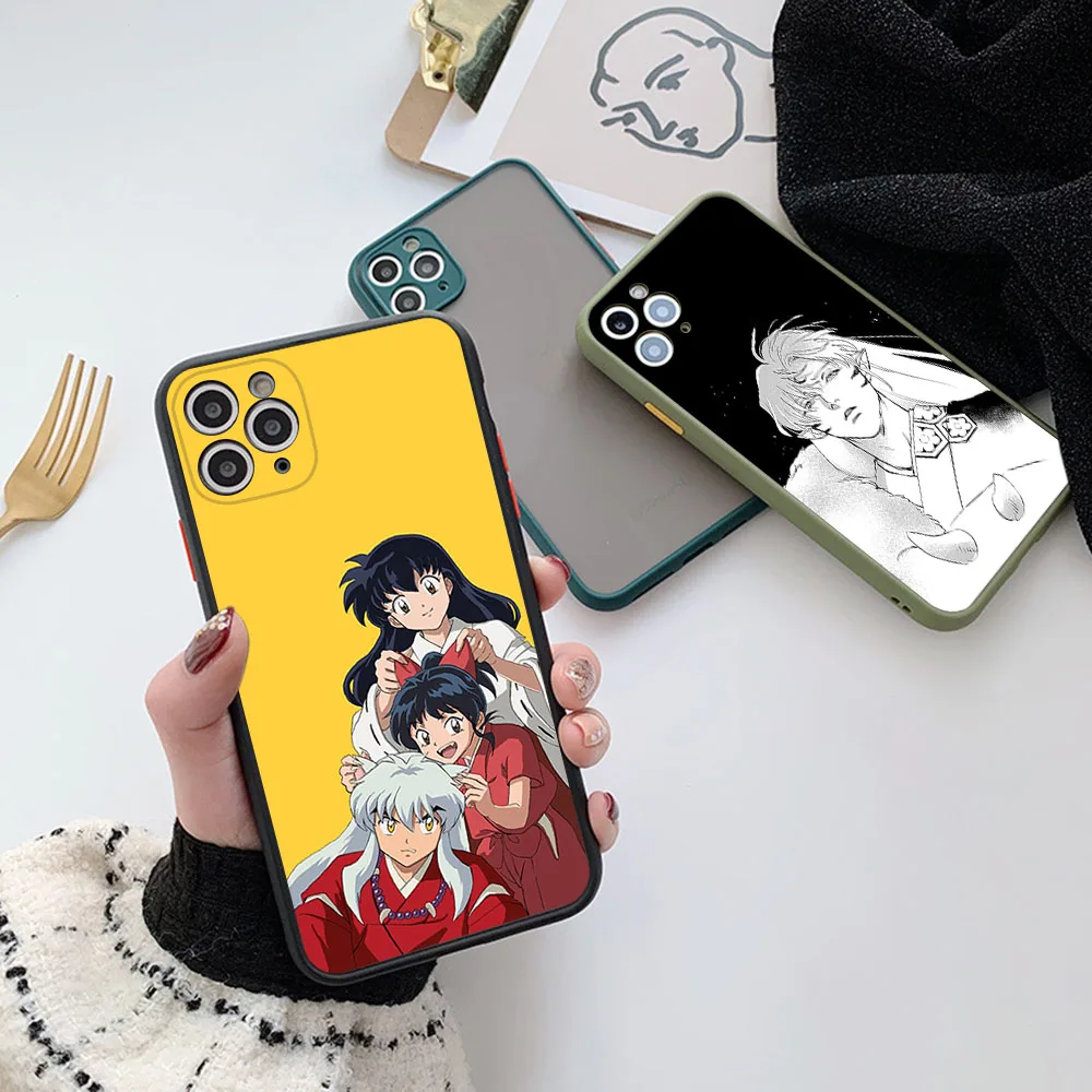 Cases For iPhone 16 15 14 7 8 Plus 13 12 11 Pro Max XS X XR SE Inuyasha Anime Sesshomaru Frosted Translucent Fundas Phone Case