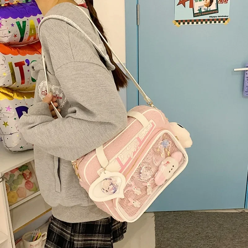 HAEX Y2K Anime Ita bolsos Mujer invierno nuevo diseñador bolso de mano estético subcultura JK uniforme esponjoso bandolera Bolso Mujer