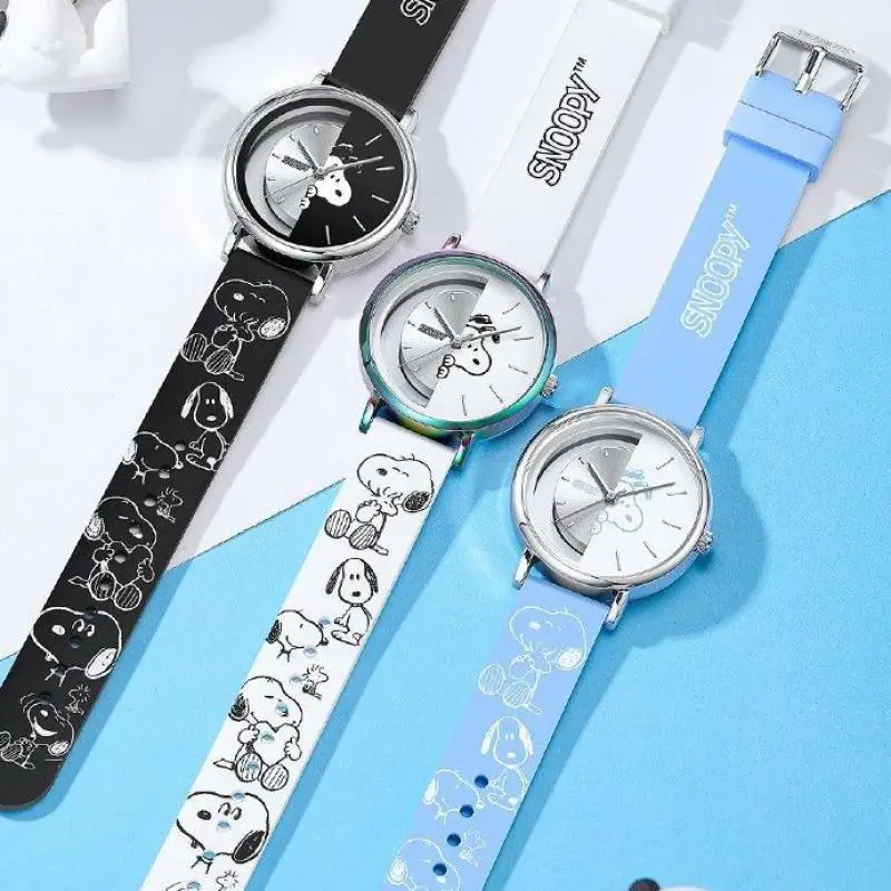 Snoopy Peanuts For Women Watch Hollow Skeleton Cartoon Dial Girl Quartz Wristwatch Silicone Graffiti Strap New Relogio Feminino