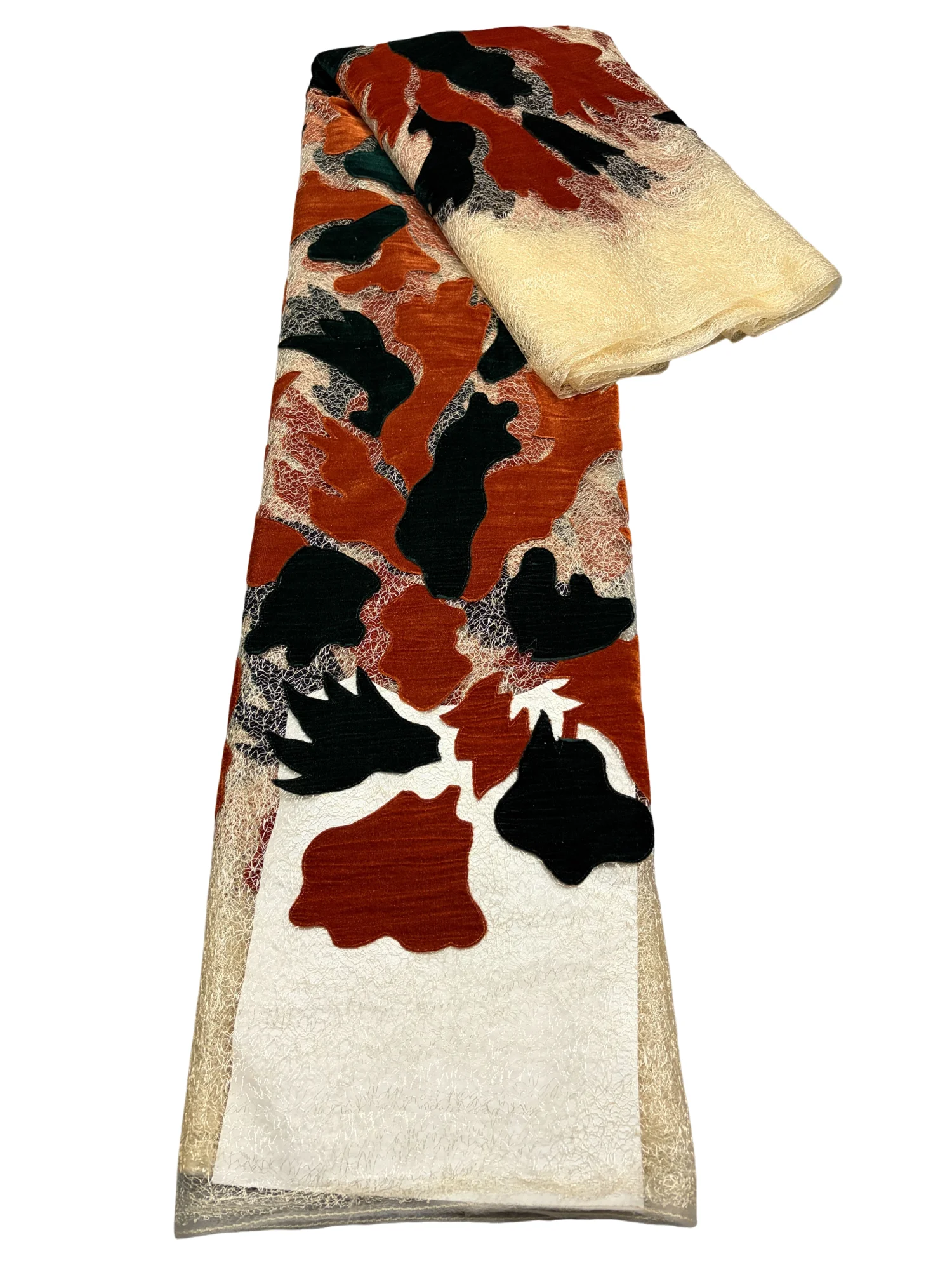 

New French Bicolor Velvet Mesh Lace With Nigerian 2026 Embroidery African Flocking Lace Fabric For Women's Party Dresses 5 Yards