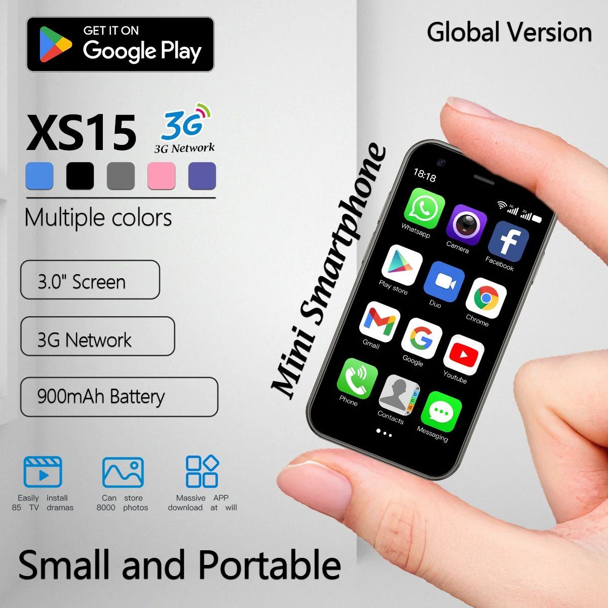 3G All-Network Mini Android Smartphone, Supports GPS, Touchscreen, Global Version, 3.0-inch, 2+16GB Pocket Phone