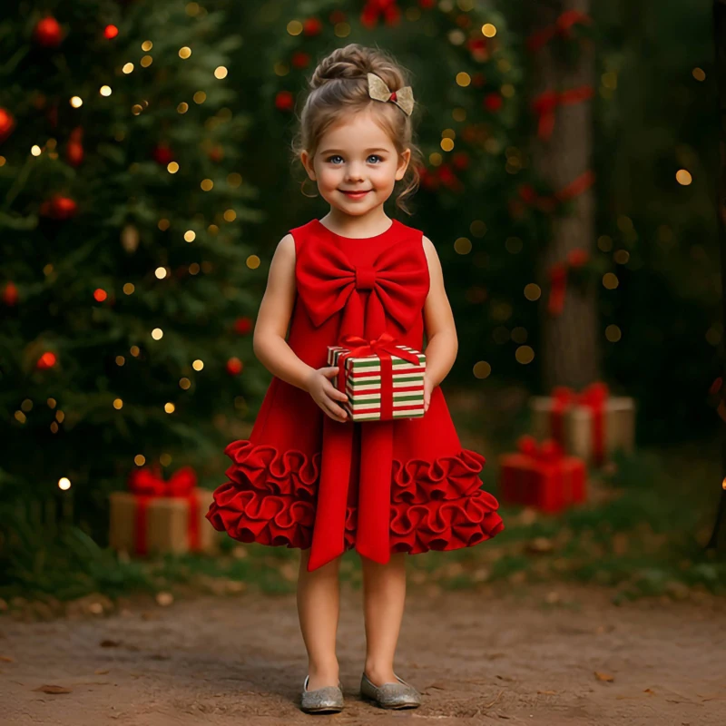 

Kids Baby Princess Satin Bow Flower Girl Dresses First Communion Dresses Birthday Christmas Gift Wedding Party Birthday