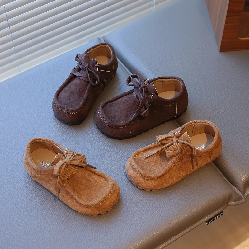 2025 filles plat Moral formation enfants chaussures décontractées 2025 nouvelles filles bout rond à lacets baskets filles grande taille mocassins décontractés
