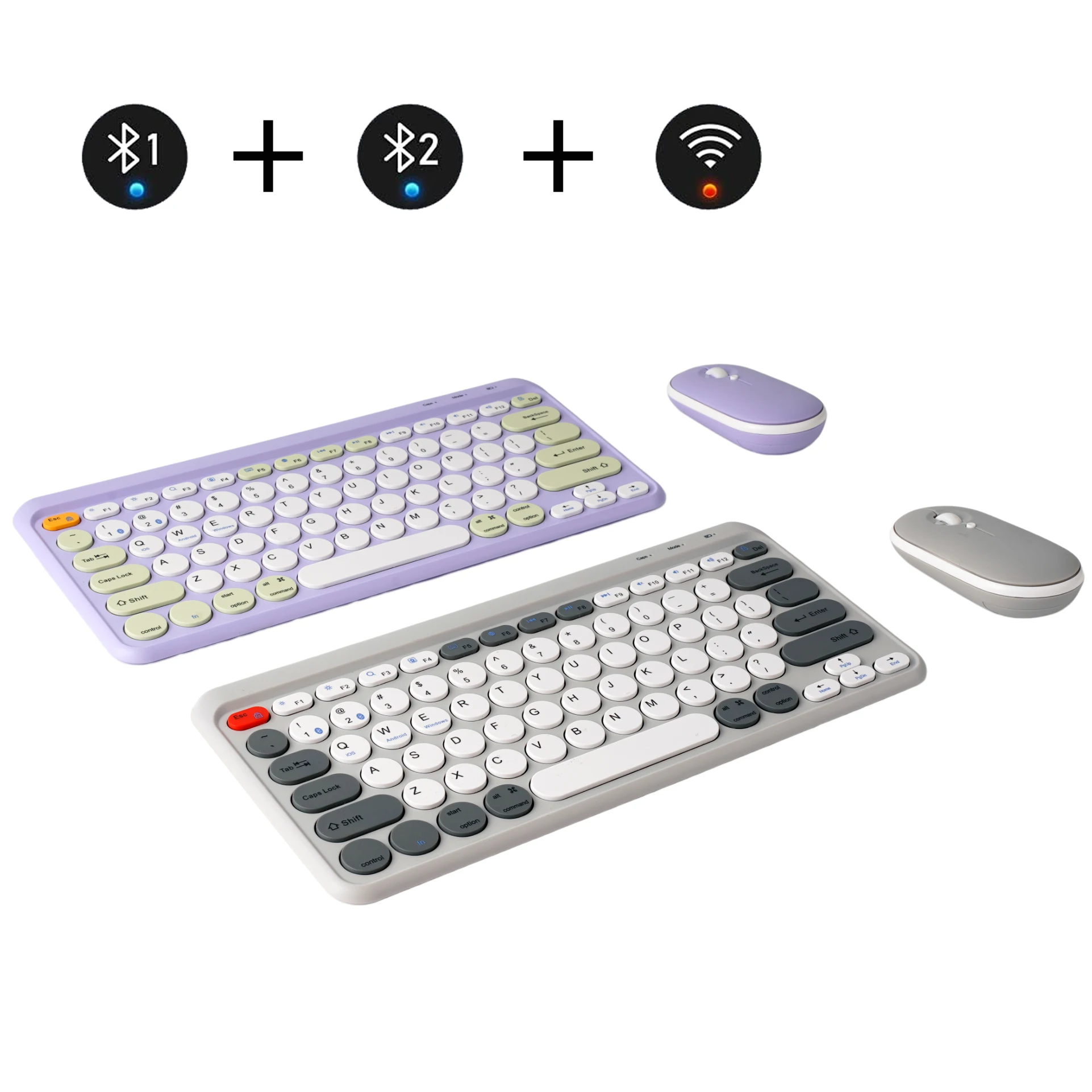 Dual mode Bluetooth Keyboard and Mouse 2.4G Wireless Multi-Device Keyboard Mouse Compatible with Mac/Windows/iOS/Android Combo