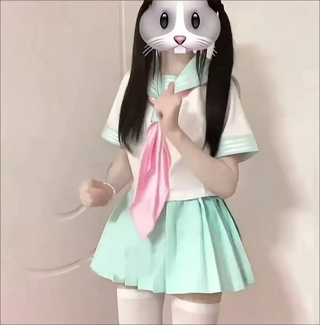 

Cosplay Costume Moss Green JK Bodyline Preppy Sweet Short Sleeve Dress Set Green Sailor Suit
