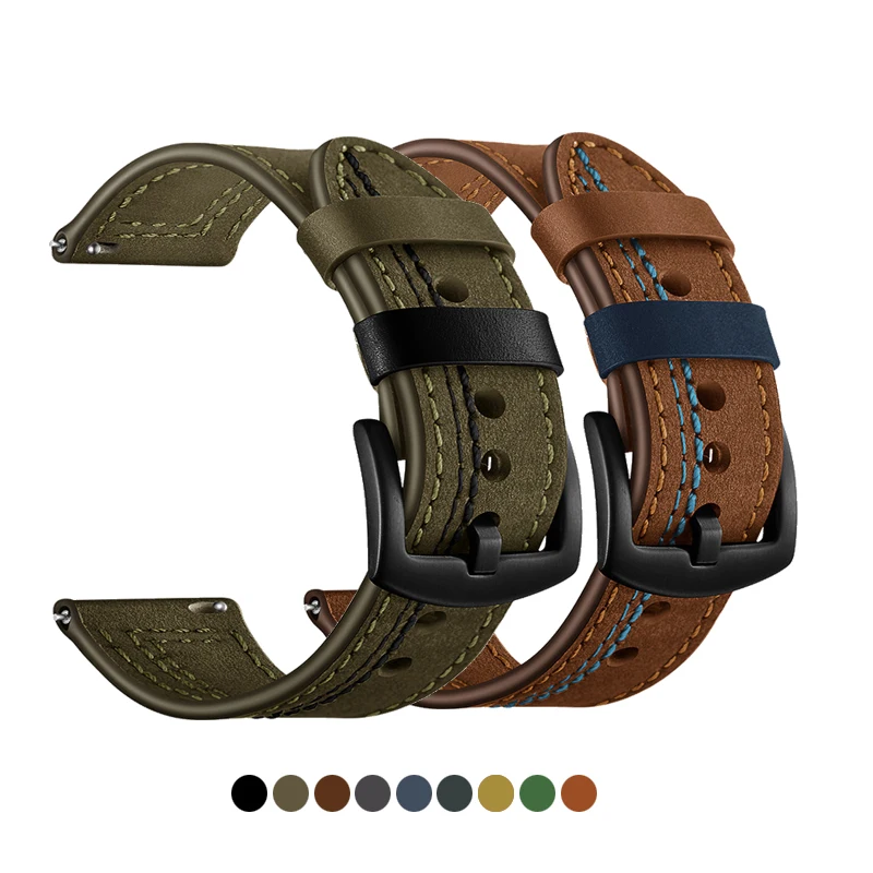 

Genuine Leather Watchbands 22mm Women Men Cowhide Watch Strap Strap Steel Buckle Quick Release Belt Watches Band