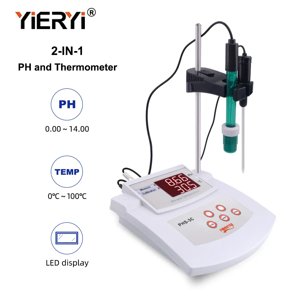 2 in 1  Desktop Ph /Temperature PH Meter  Auto Calibration  Acidity Meter Water Quality Analyzer