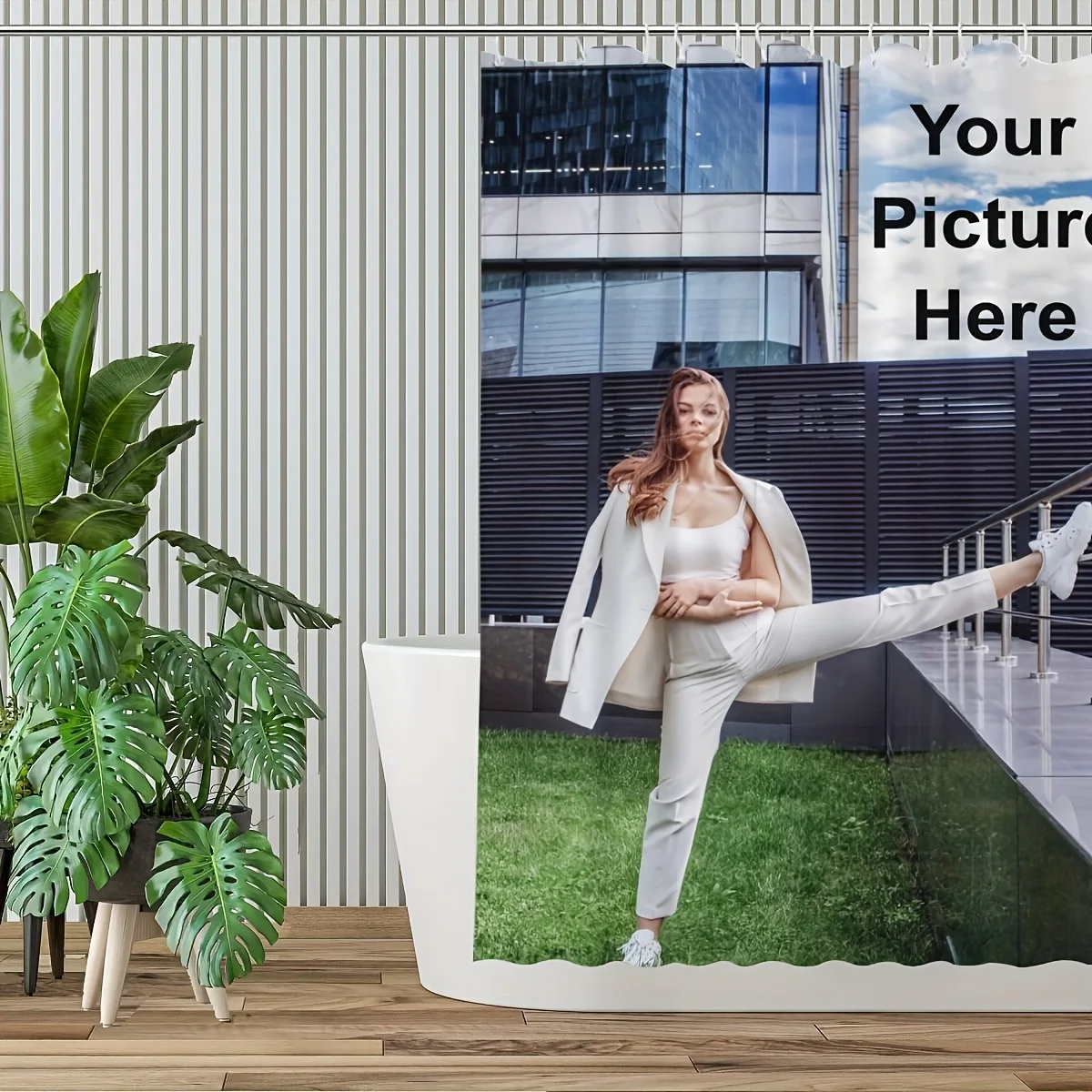 

Custom Photo Shower Curtain, Personalized Image Design,, Machine Washable, Includes 12 Hooks, No Drilling Required