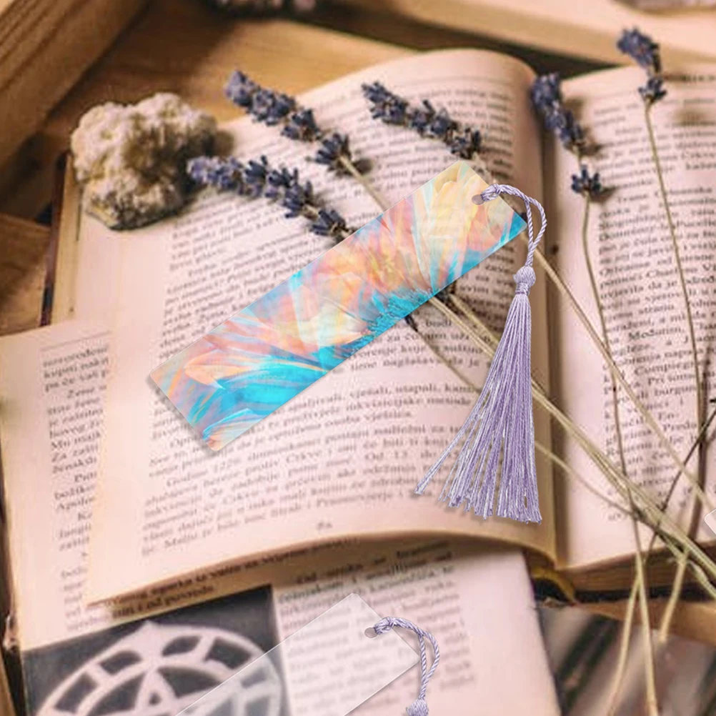 

15pcs Acrylic Bookmarks Clear Blank Student Graduation Gift Colored Tassels Page Markers for Books Reading Lightweight