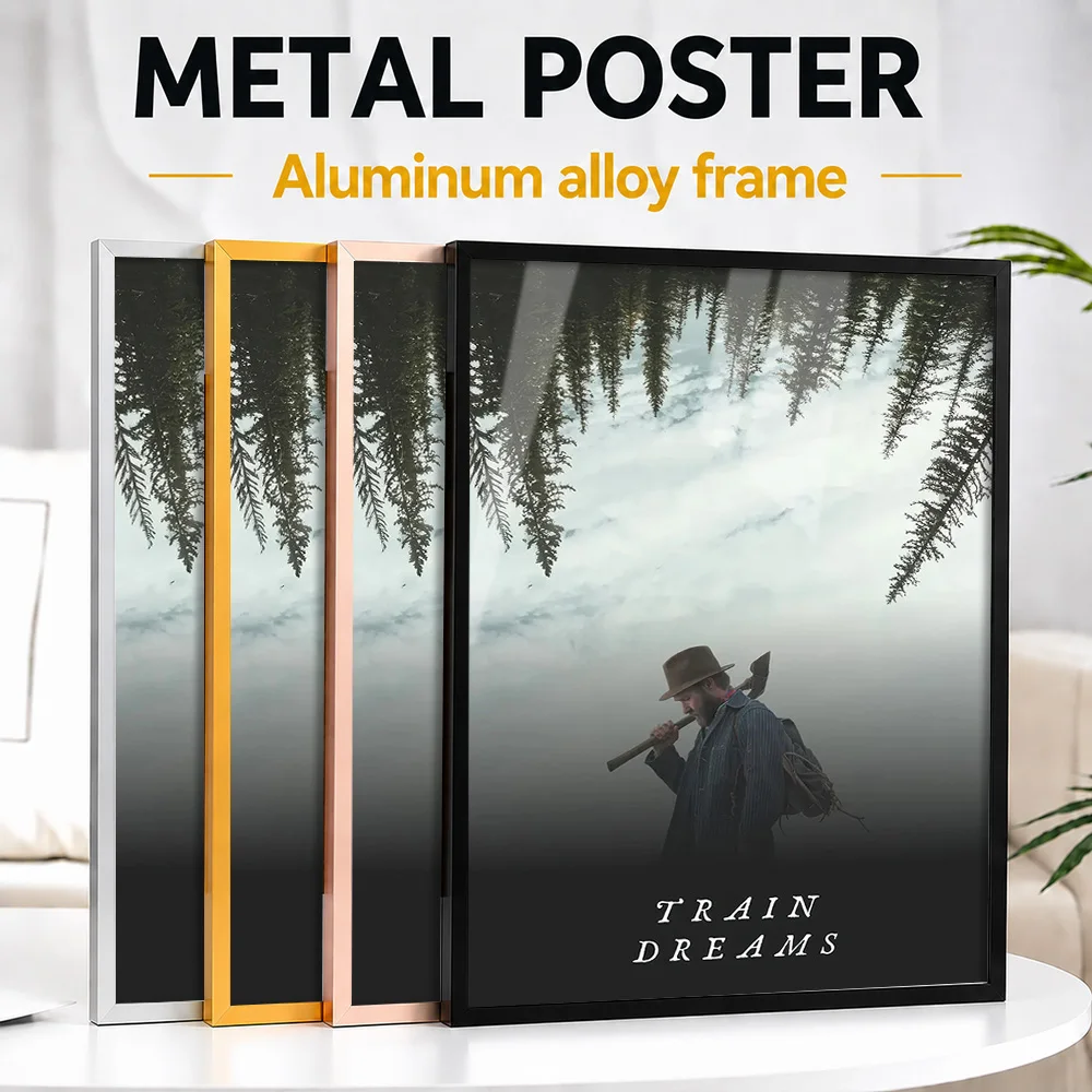 Train Dreams Movie Framed Metal Poster Personalized Photo Minimalist Scene Style Wall Art For Media Room Memorable Viewer Gift