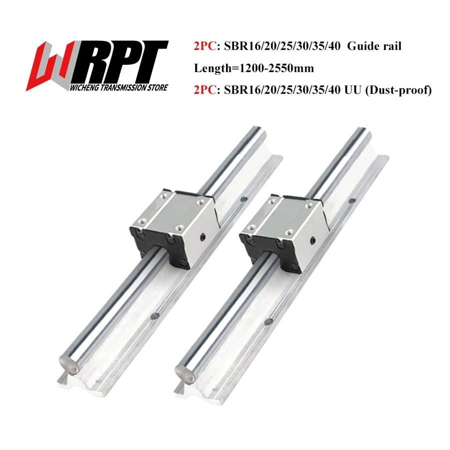 

Linear Guide 2PCS SBR16 20 25 30 35 40 Length 1200-2500mm 2PCS SBR16-40UU Dust-Proof Slider Bearing 3D Printer CNC Parts