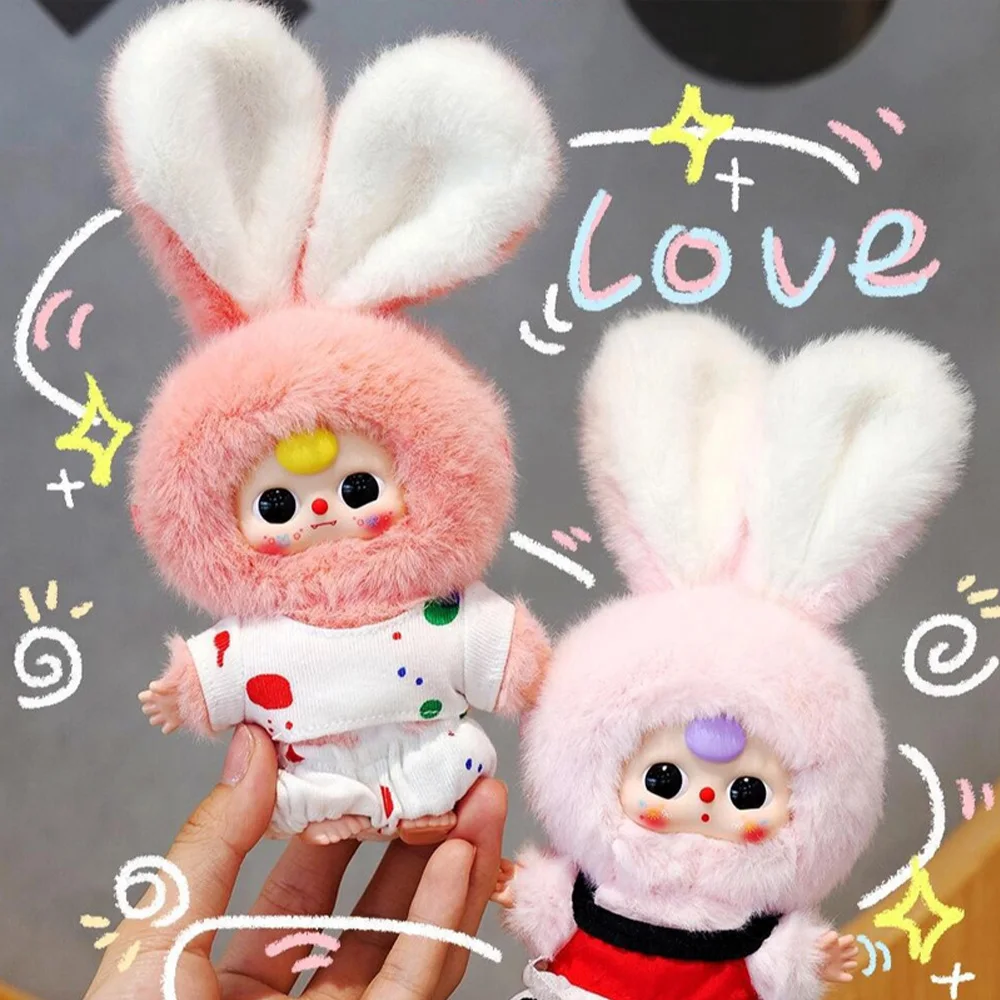 (Coniglietto in tre miniature per bambini) Simpatici giocattoli di plastica con frutta di peluche, adorabili mini giocattoli di coniglio, adatti per Halloween