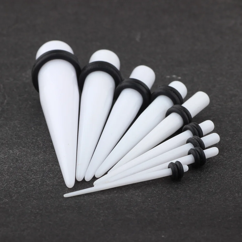 

New Arrival White Black Ear Taper Large Size 12-20mm Ear Stretchers Expander Ear Plug Kit Fashion Body Piercing Jewelry Acrylic