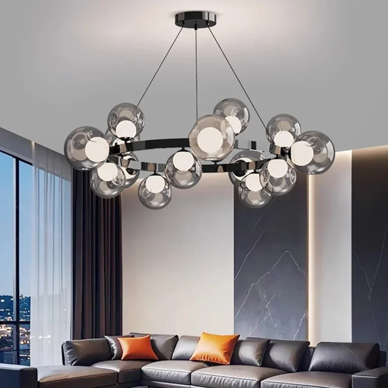 

Modern Home Decor Glass Ball Chandelier Dimmable for Living Room Apartment Bedroom Pendant Lamp Interior Indoor Lighting Fixture
