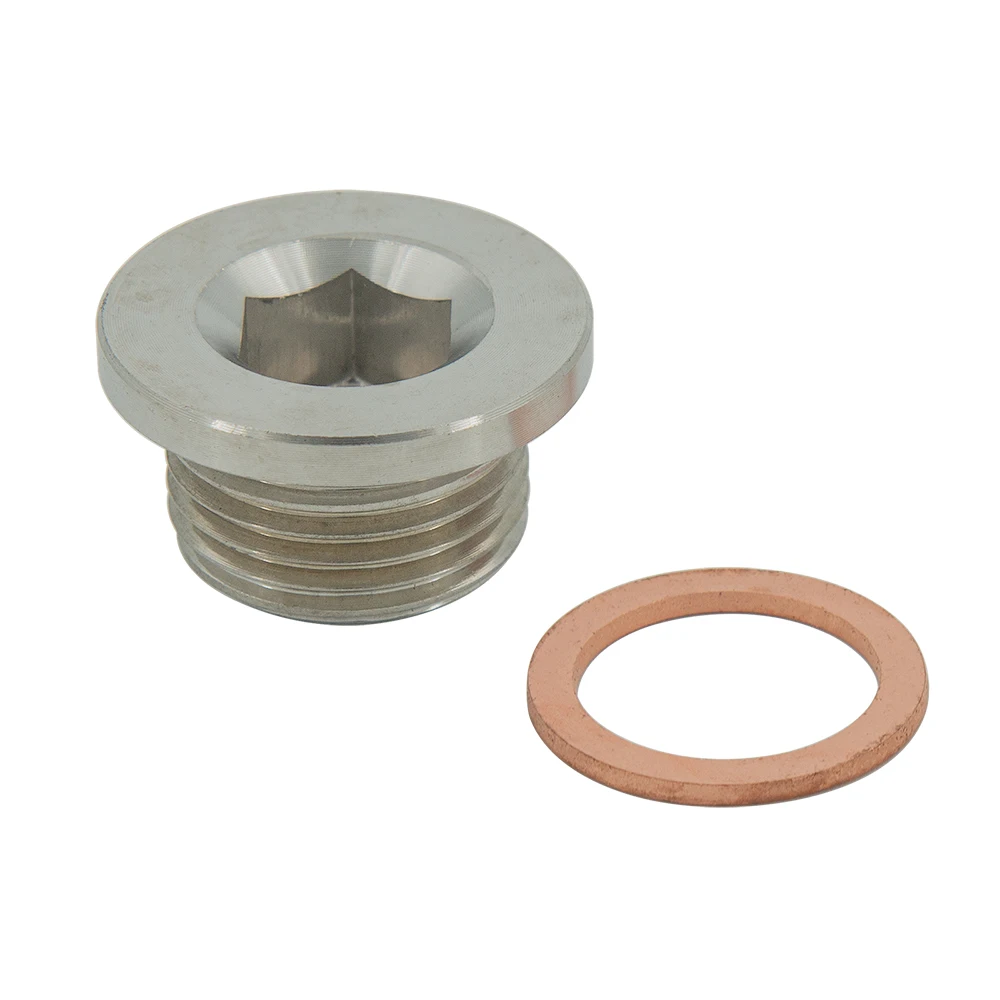 Universal O2 Oxygen Sensor Adapter Stainless Steel Stepped Mounting Plug M18x1.5 Thread w/Copper Washer for Exhaust System Fit