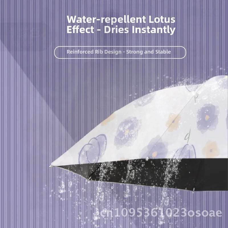 

Dual-Purpose Folding Umbrella UV Protection Black Rubber Automatic Sunshade Sunscreen Vintage Design 8 Ribs Steel Frame for