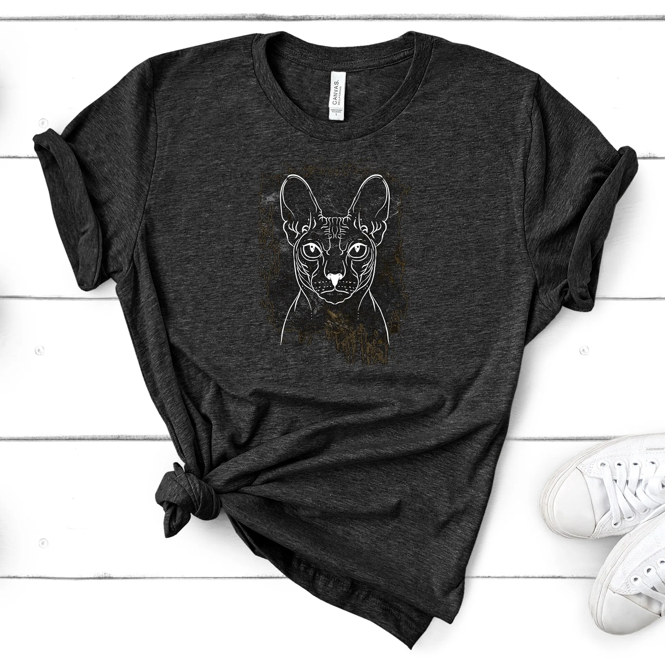 Goth Sphynx Cat Lover T Shirt Hairless Feline Grunge Gothic