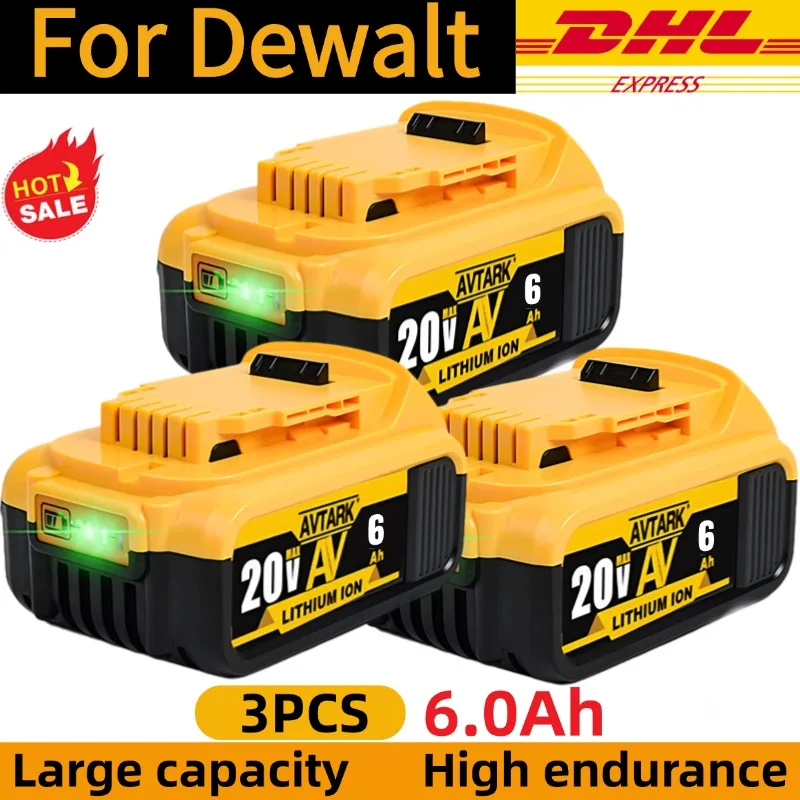 

5000/6000 мАч DCB200 20 В аккумулятор, совместимый с электроинструментами dewalt, перезаряжаемый электроинструмент, литиевые батареи 20 В