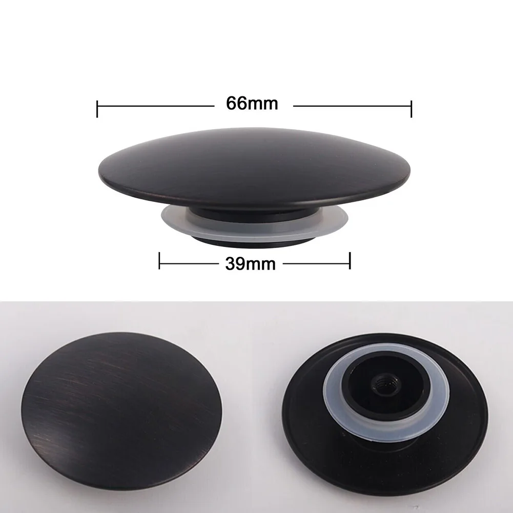 Sink Drain Plug 66mm Matte Black Basin Waste Pop Up Bathroom Kitchen Sink Push Button Click Clack Plug Kitchen Bathroom Fitting