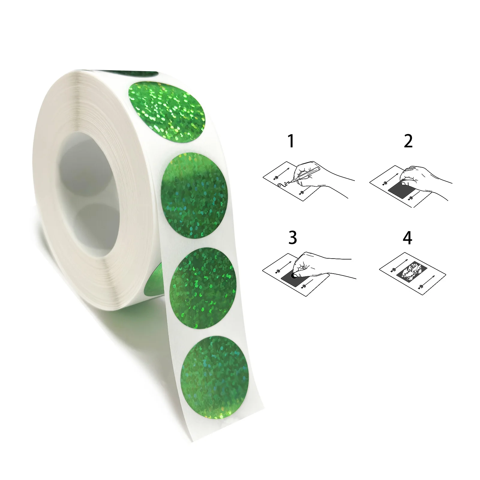 Scratch Off Stickers 25*25mm Round Holographic Laser Color Metallic Hologram game Scratch Sticker Scratch Off  Card