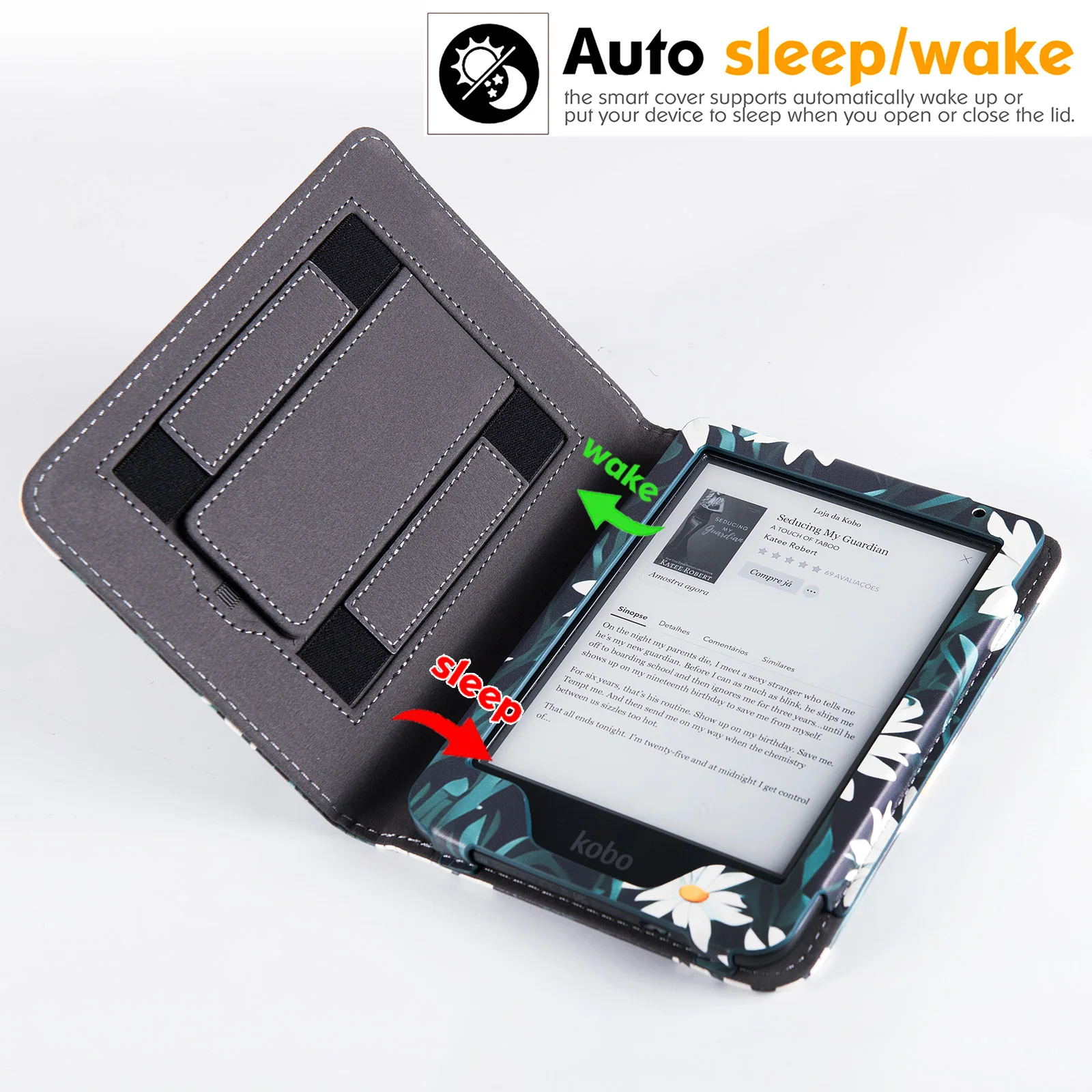 Funda De Cuero Para Kobo Clara Colour/BW/2E Con Protector De Pantalla Y Función Auto Sleep/Wake – Azul Periwinkle 6″