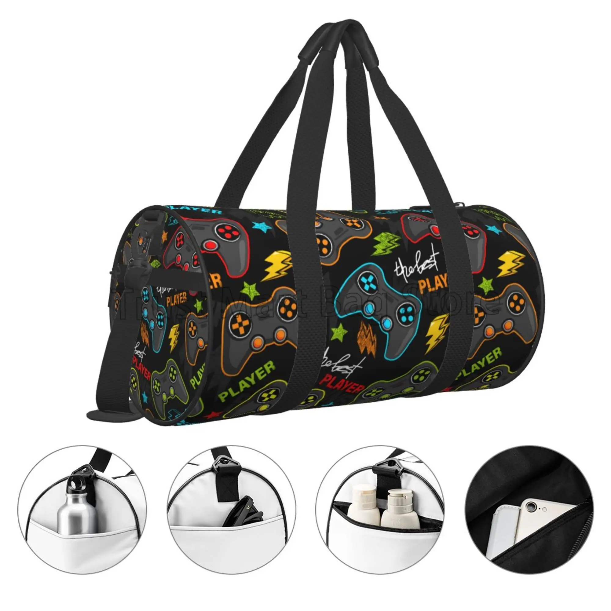 Video Game Gamer Travel Duffel Bag Multipurpose Waterproof Luggage Bag Weekender Overnight Bags for Women Men Gym Yoga Sport