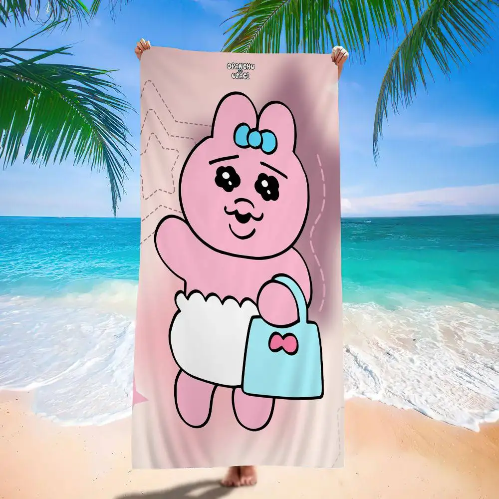 Kawaii O-Opanchu Usagi Microfiber Blanket Quick Drying Beach Towels Oversized Printing Super Absorbent Pool Towel Blanket