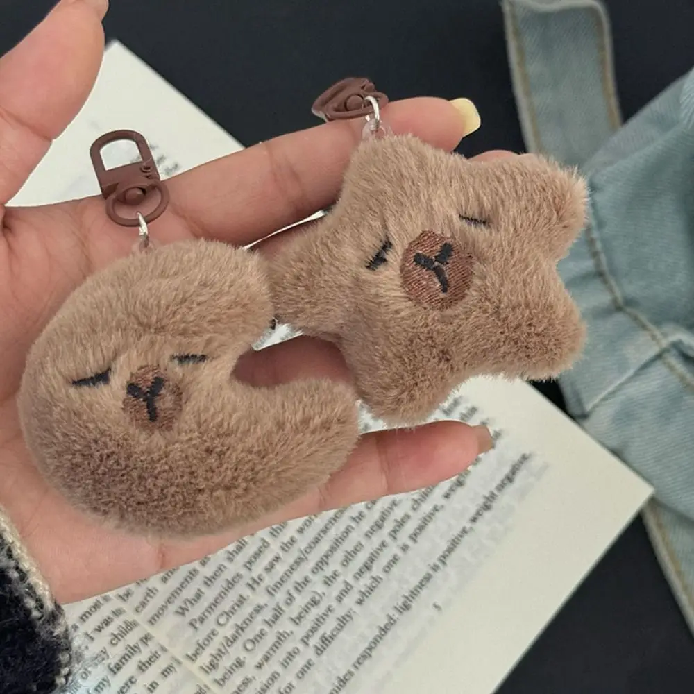 Star Moon Capibala Plush Keychain Soft Stuffed Cartoon Capybara Doll Plush Keyring Simulation Chirping Kapibara Pendant